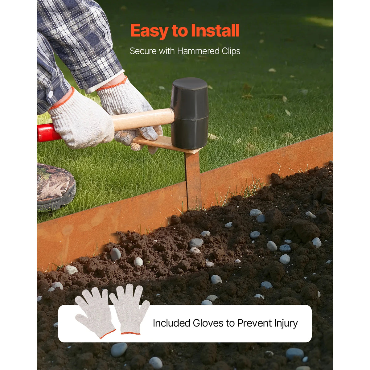 SucceBuy Steel Landscape Edging Weather-Resistant &Pre-Rust Metal Landscape Edging Bendable Edging Border Heavy Duty Lawn Edging