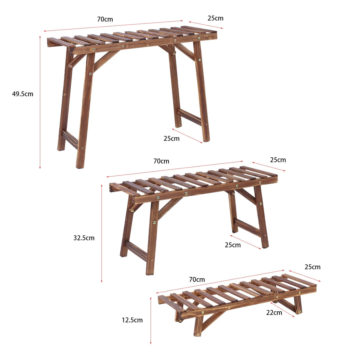3 Tier Ladder Shelf Wood Plant Stand for Garden Balcony Living Room Plant Display Rack Flower Pot Holder Planter Organizer