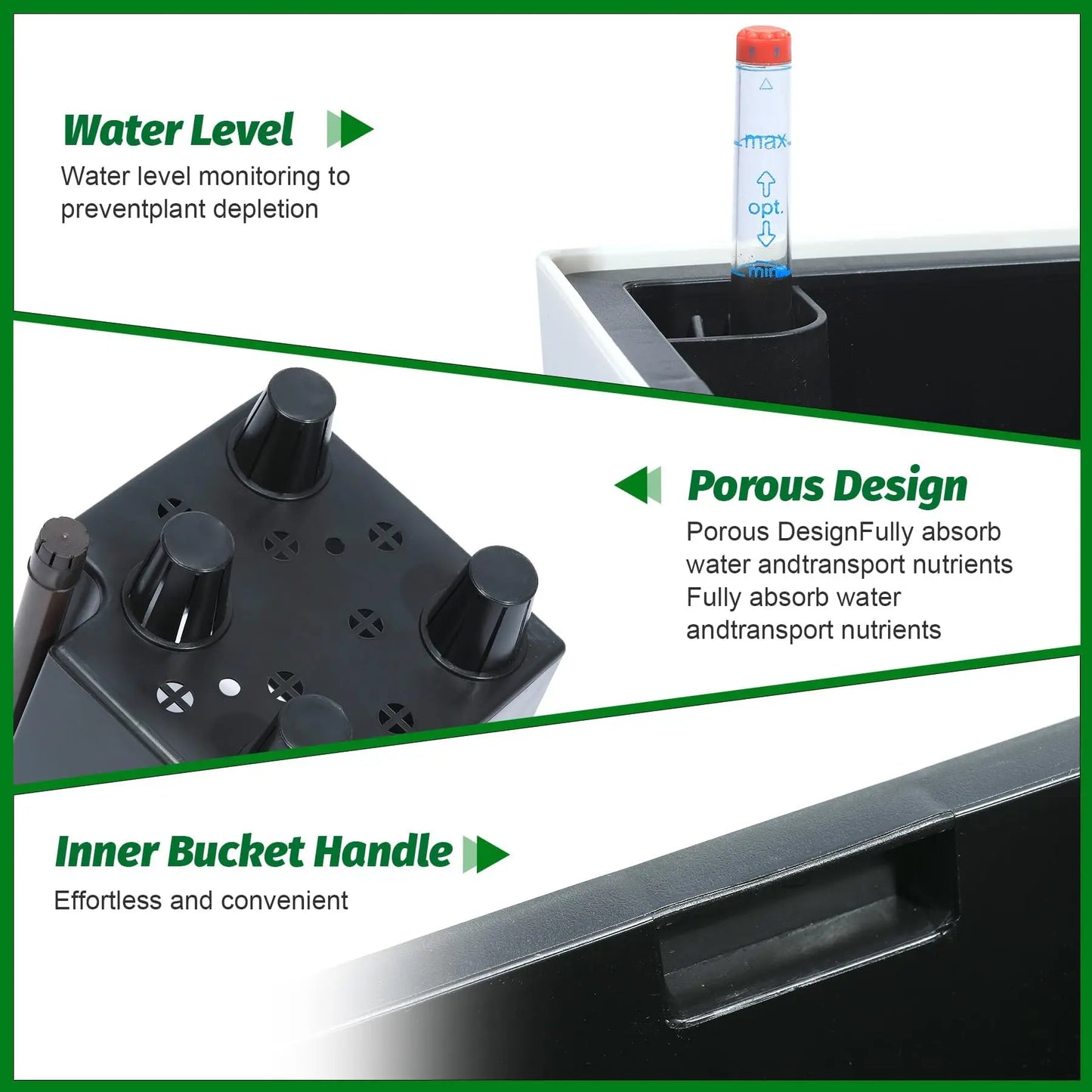 HiMISS Self Watering Planters Set For Indoor Outdoor Garden