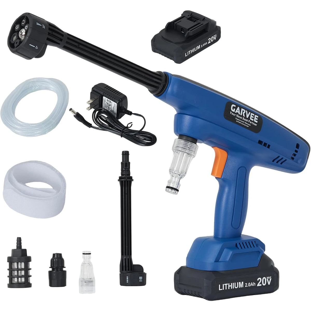 Cordless Portable Pressure Washer With 2 Rechargeable Batteries, 6-in-1 Nozzle & Foam Pot, Car Garden Patio Driveway Cleaning Kit