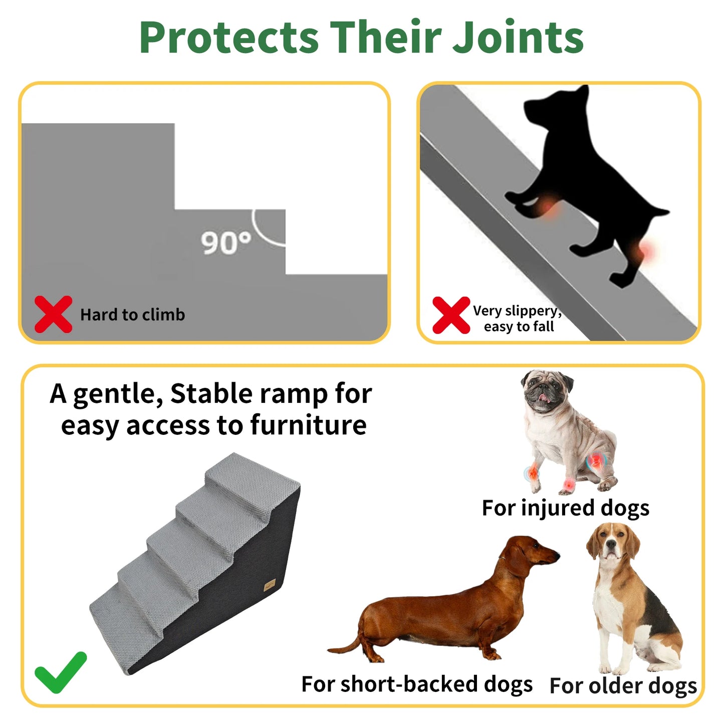 High Density Foam Pet Stairs Non Slip Washable Cover