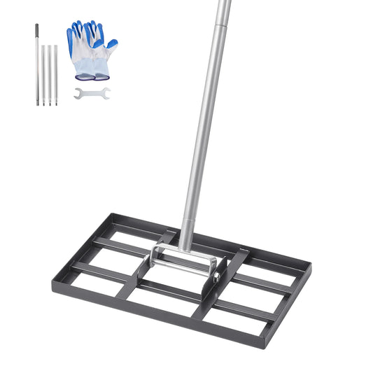VEVOR Lawn Leveling Rake with Handle Ground Plate Rust-Resistant Carbon Steel Soil Leveler Effort Saving Lawn Leveling for Yard