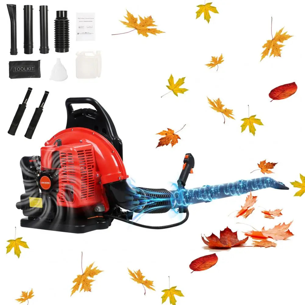 63CC Gas Powered Backpack Leaf Blower, 665CFM 2-Stroke Snow Blower Leaf Blowers Garden Power Tool for Lawn Care Yard Dust Debris