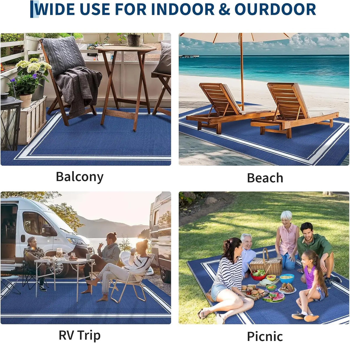 Garvee Waterproof Non Slip Soft Outdoor Rug for Home
