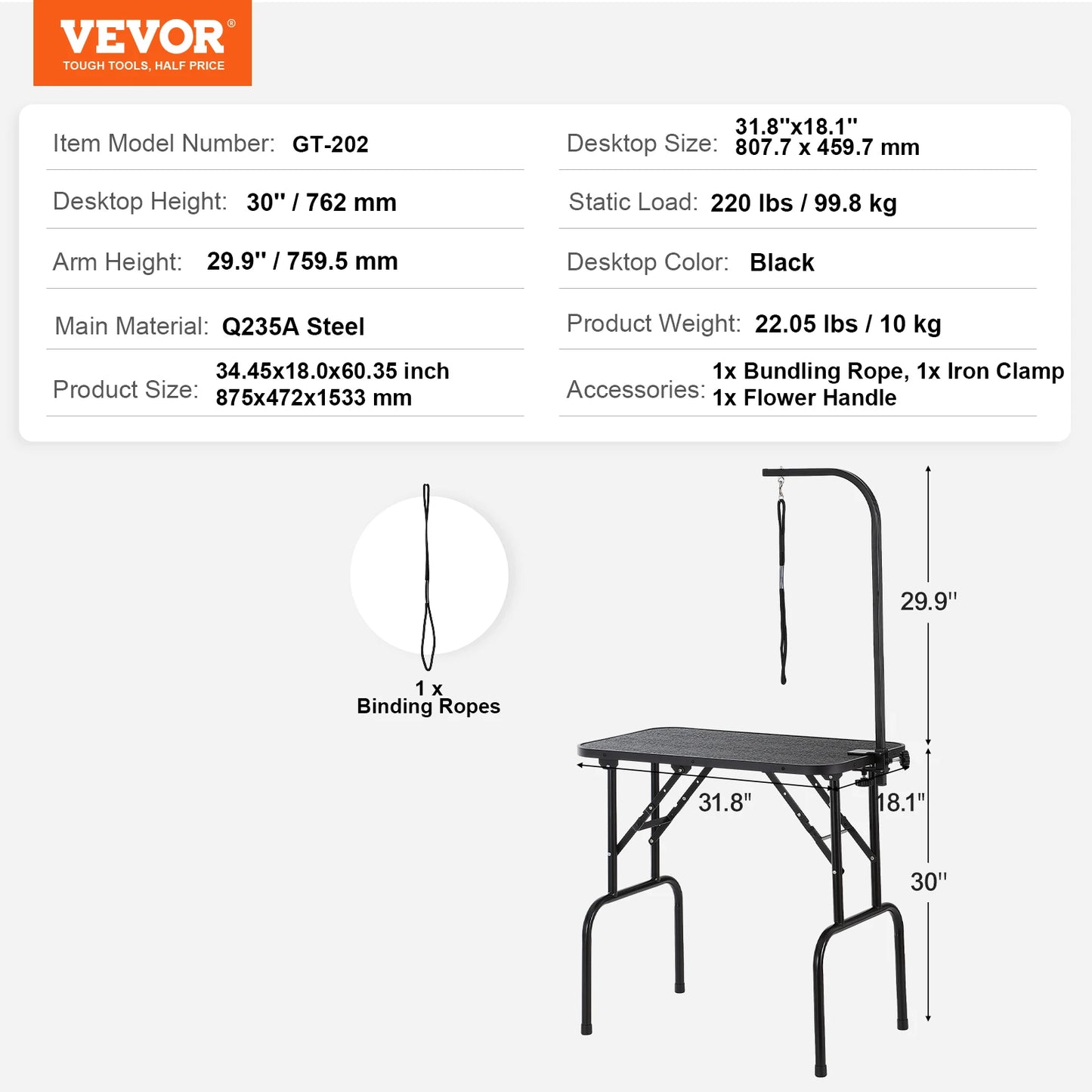 SucceBuy Foldable Pet Grooming Table With Arm Clamps