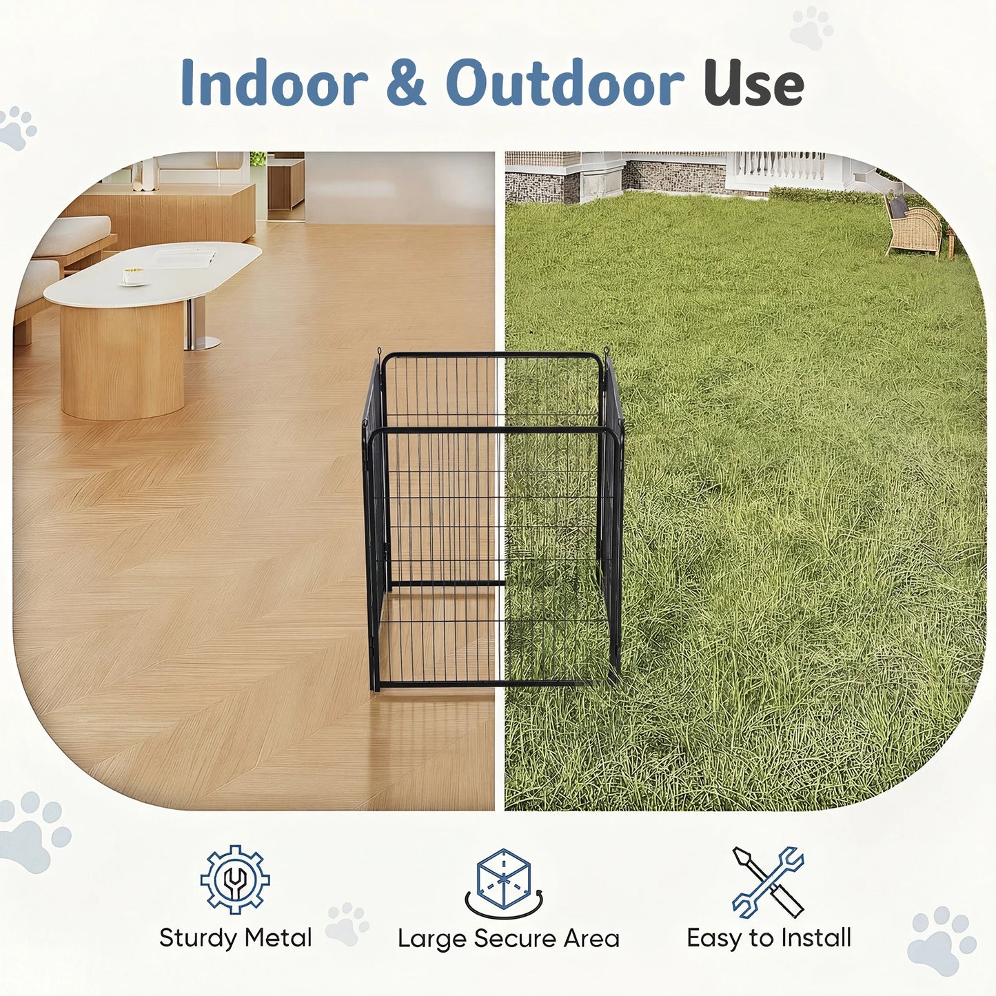 JHK 4 Panels Metal Dog Playpen Pet Fence 24 Inch to 40 Inch Foldable Large Dog Puppy ExercExercise for Yard Gate Camping Outdoor