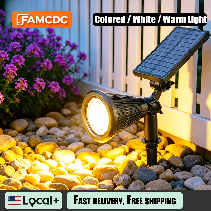 Solar Power Spot Lights Outdoor Waterproof for Christmas Decorations Flag Tree Wreath Santa Claus Snowman Bright LED Landscape Lamp Uplights for Outside Garden Yard Patio Sidewalk Warm White