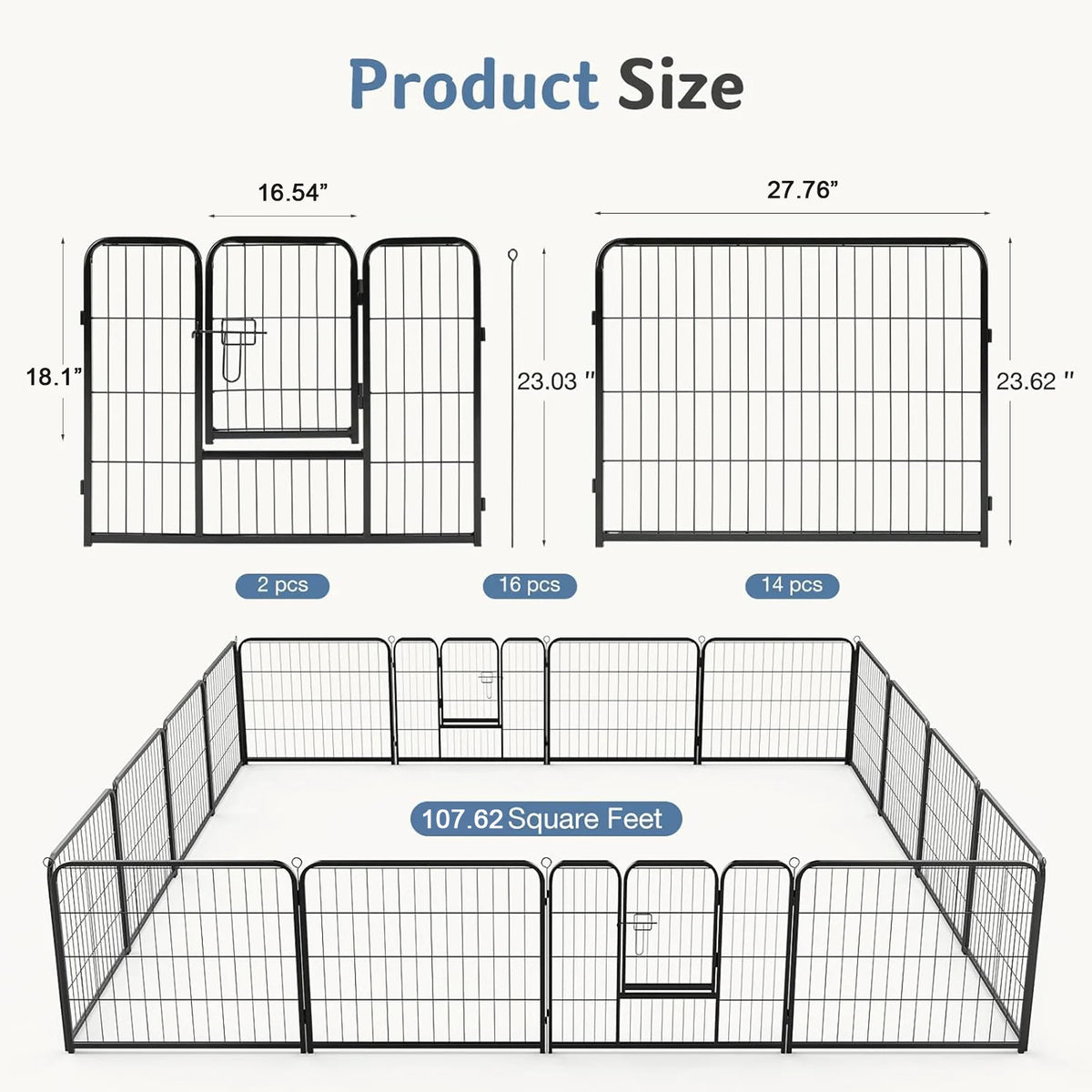 JHK Sturdy Metal Dog Playpen For Indoor And Outdoor Use
