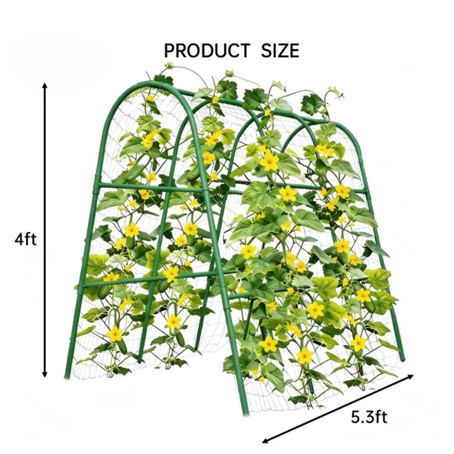 Heavy Duty Metal Garden Arch Trellis Rust Resistant Green Support For Raised Beds Climbing Vegetables Cucumbers Melons Grapes Easy Assembly