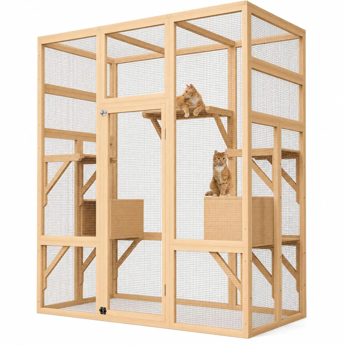HiMISS Outdoor Wooden Catio Cat House With UV Protected Roof