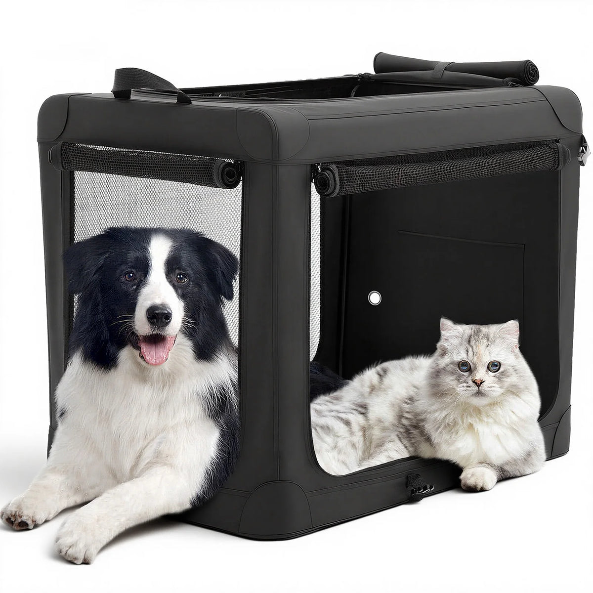 JHK 600D Oxford Fabric Foldable Soft Dog Crate Portable Pet Kennel with 3 Doors Use for Small to Extra Large Dogs Indoor