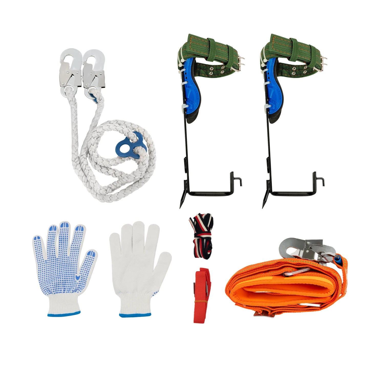 Tree Climbing Tools with Safety Belt 2M Rope 45# Steel Wide Foot Pedal Comfortable Kit for Fruit Picking, Jungle Survival, Black