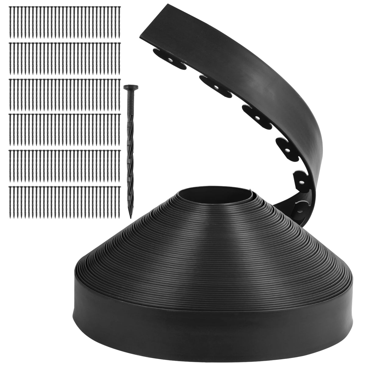Black Garden Landscape Edging, 4 Inch Tall Lawn Edging No Dig, Landscape Edging Border with Spikes, Lawn Edging Roll Kit for Garden Flower Beds Yards