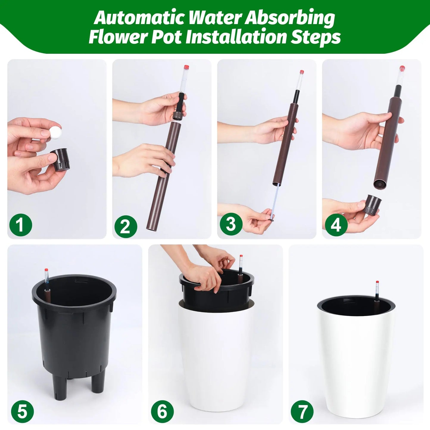 HiMISS Self Watering Planters Set Two With Water Level Indicator