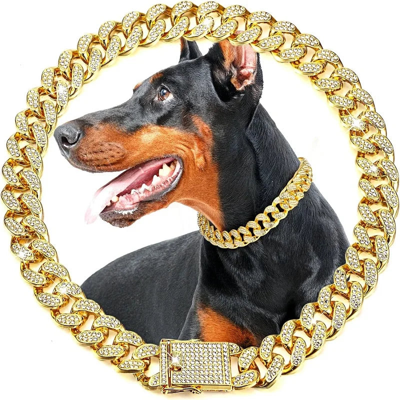 Luxury Stainless Steel Dog Chain Collar Decorative Pet Fashion Jewelry