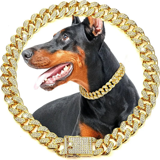 Luxury Stainless Steel Dog Chain Collar Decorative Pet Fashion Jewelry