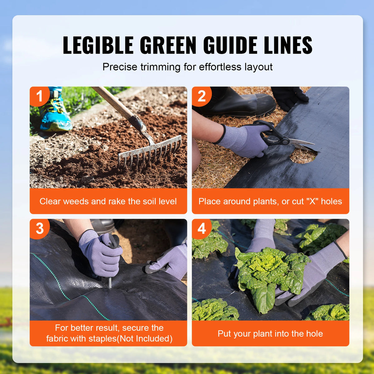 SucceBuy Weed Barrier Landscape Fabric Heavy Duty Garden Fabric Woven PP Weed Control Driveway Geotextile Fabric for Landscaping