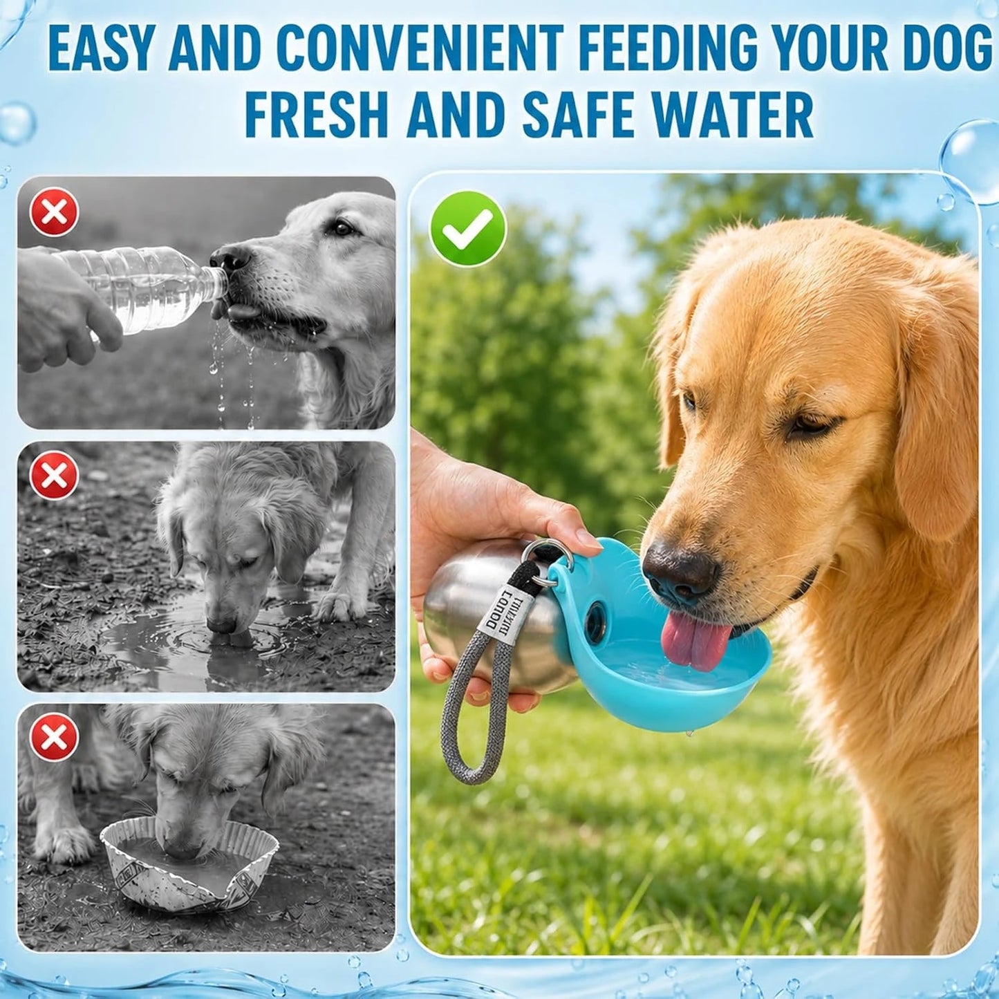 Pet water dispenser,dog travel cup,cat water bottle,puppy water feeder,stainless steel dog cup,foldable pet bowl,leak‑proof pet bottle,outdoor pet hydration,pet hiking gear,10oz pet water cup