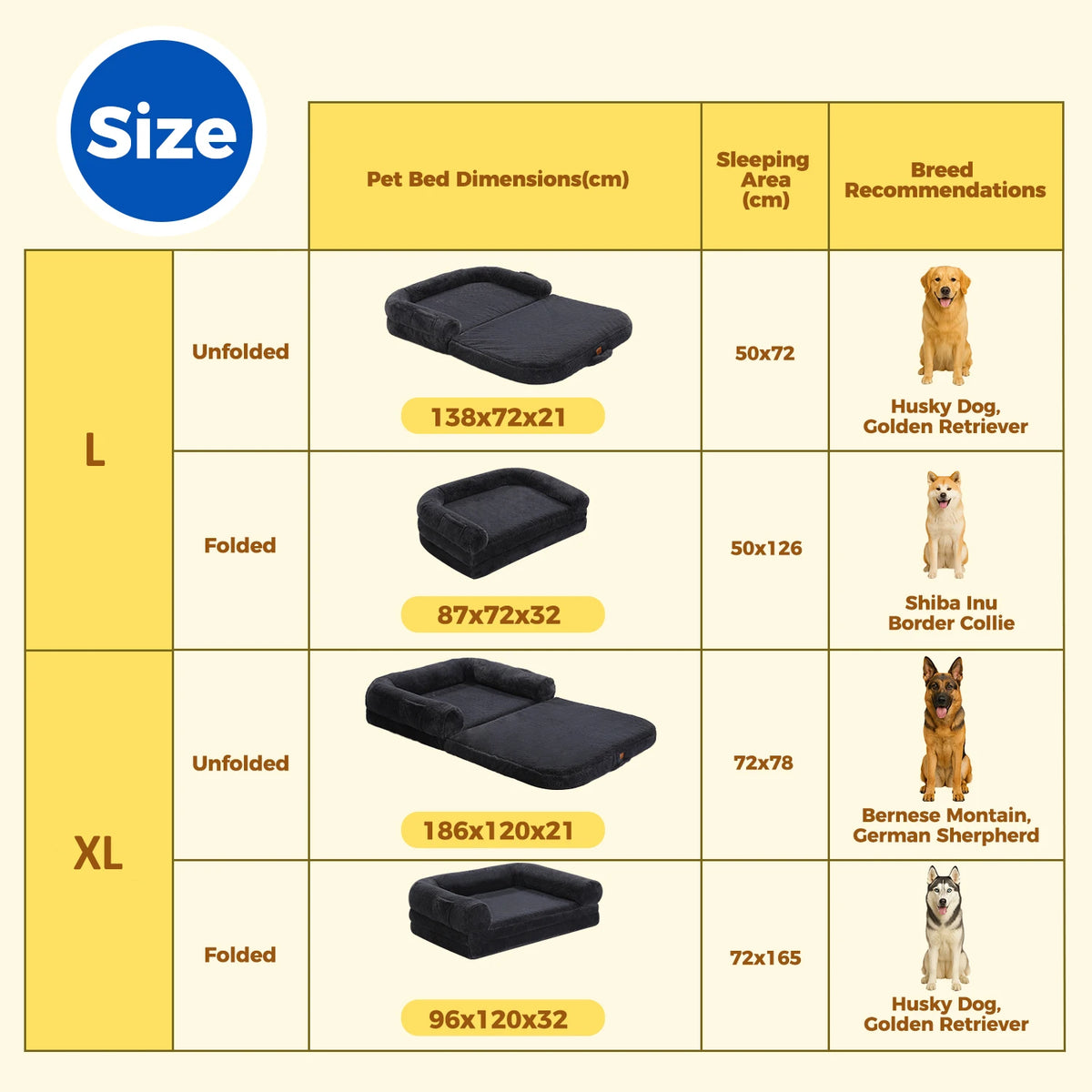 PAWZ Road Foldable Plush Dog Bed With Washable Cover