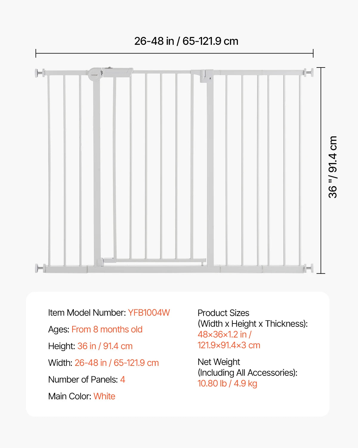 SucceBuy Pressure Mount Baby Dog Gate For Indoor Doorways