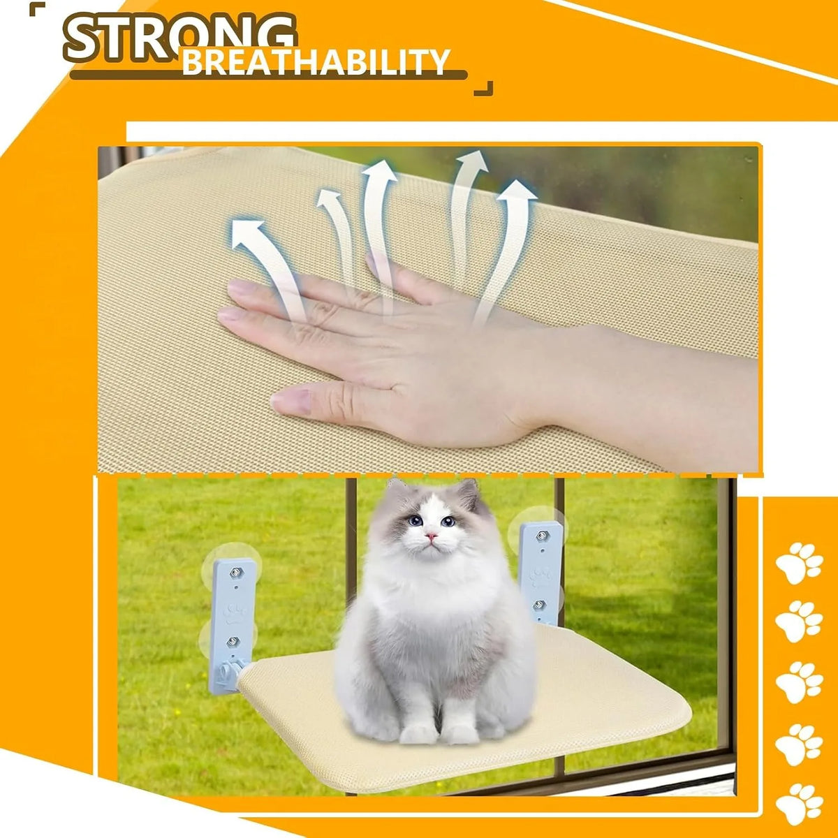 Foldable Perch Hammock With 4 Strong Suction Cups, Window Cat Bed For Indoor Cats