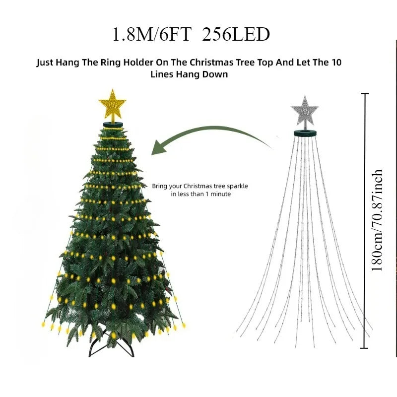 7FT Christmas Tree Lights Holiday String Lights with Star Shape, Smart LED Decoration for Christmas Tree Decorations