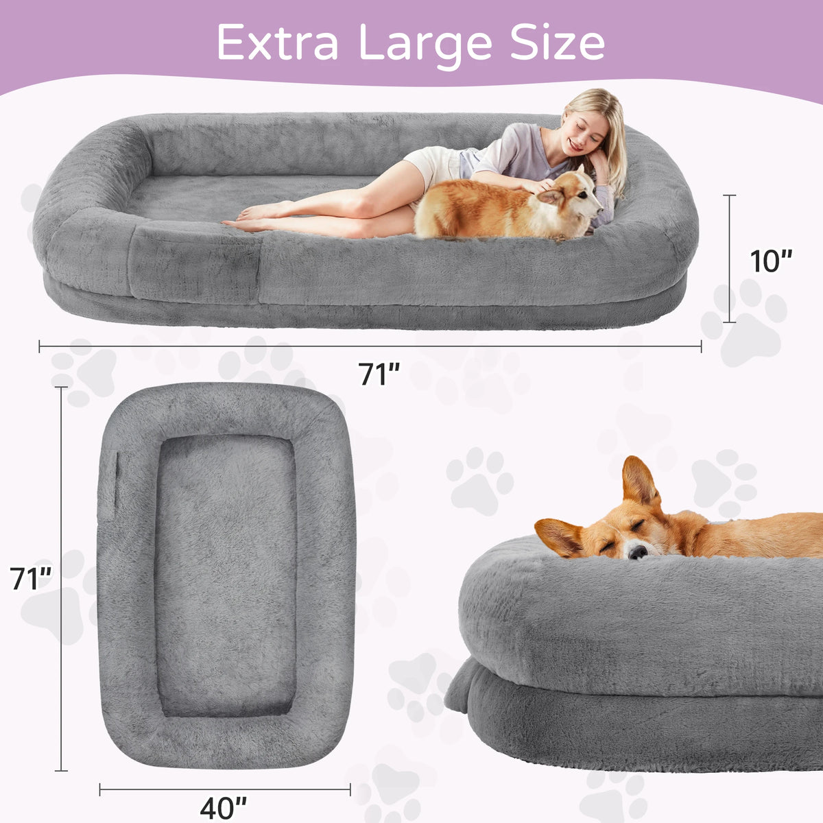 Orthopedic Spacious Faux Fur Dog Bed With Removable Washable Cover
