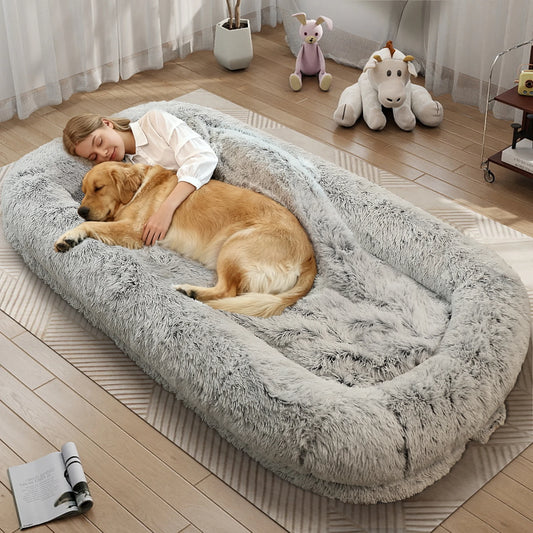 Orthopedic Spacious Faux Fur Dog Bed With Removable Washable Cover