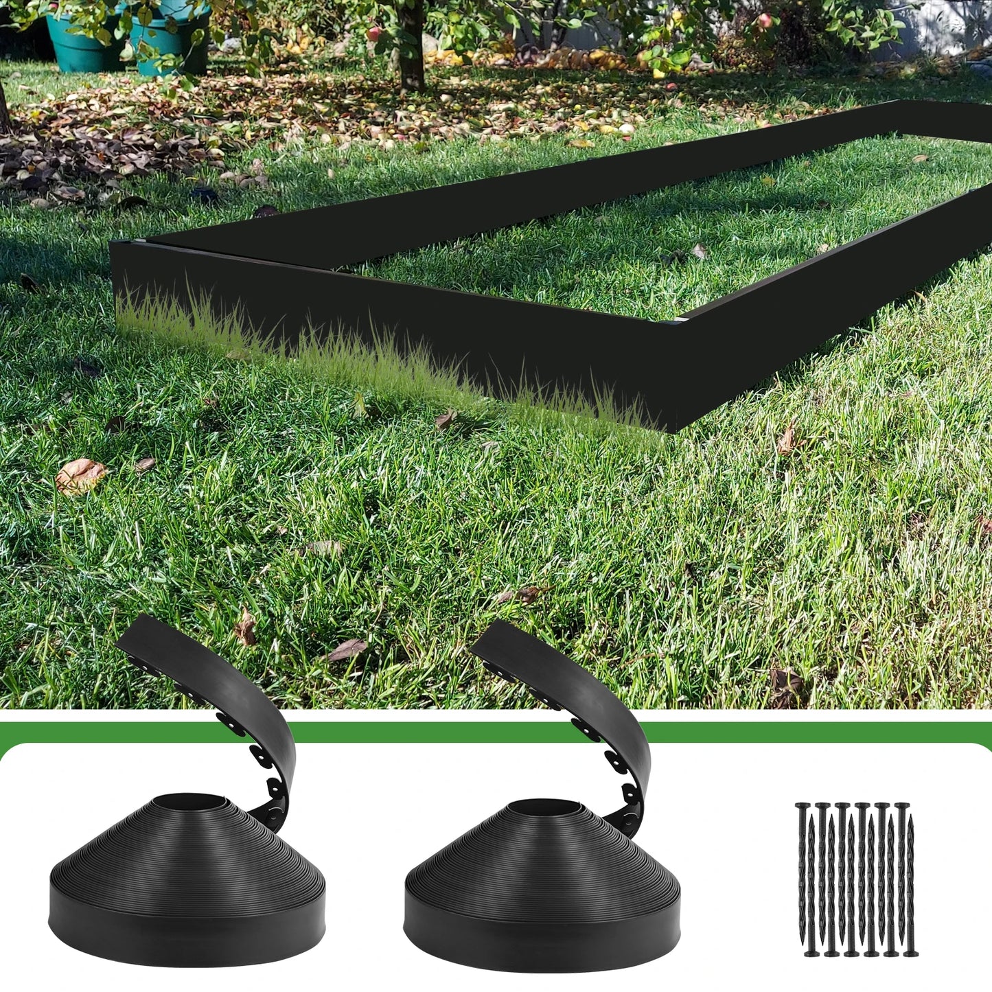 Black Garden Landscape Edging, 4 Inch Tall Lawn Edging No Dig, Landscape Edging Border with Spikes, Lawn Edging Roll Kit for Garden Flower Beds Yards