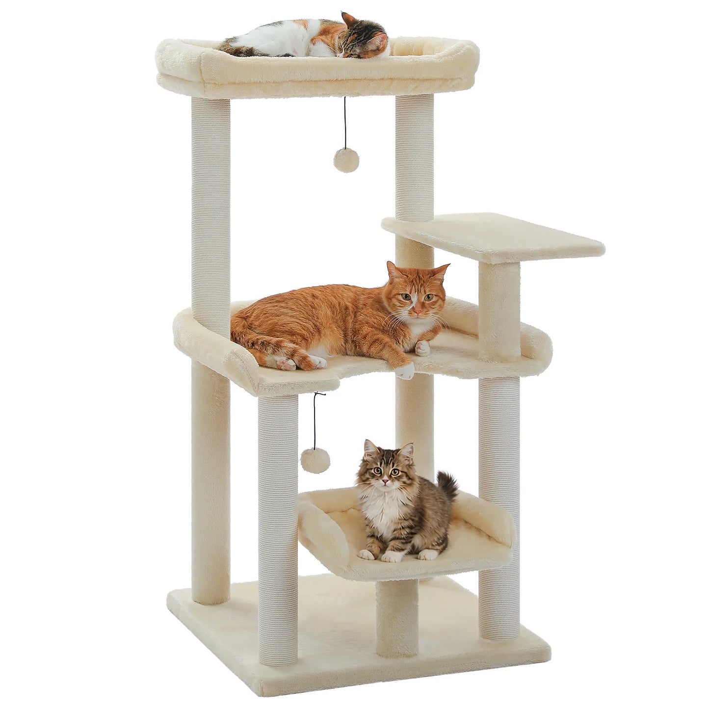 Multi-Level Cat Tree with Sisal Scratching Posts Spacious Top Perch Large Cat Bed Modern Cat Tower for Indoor Cats Large Adult Pet Furniture Cat Toys