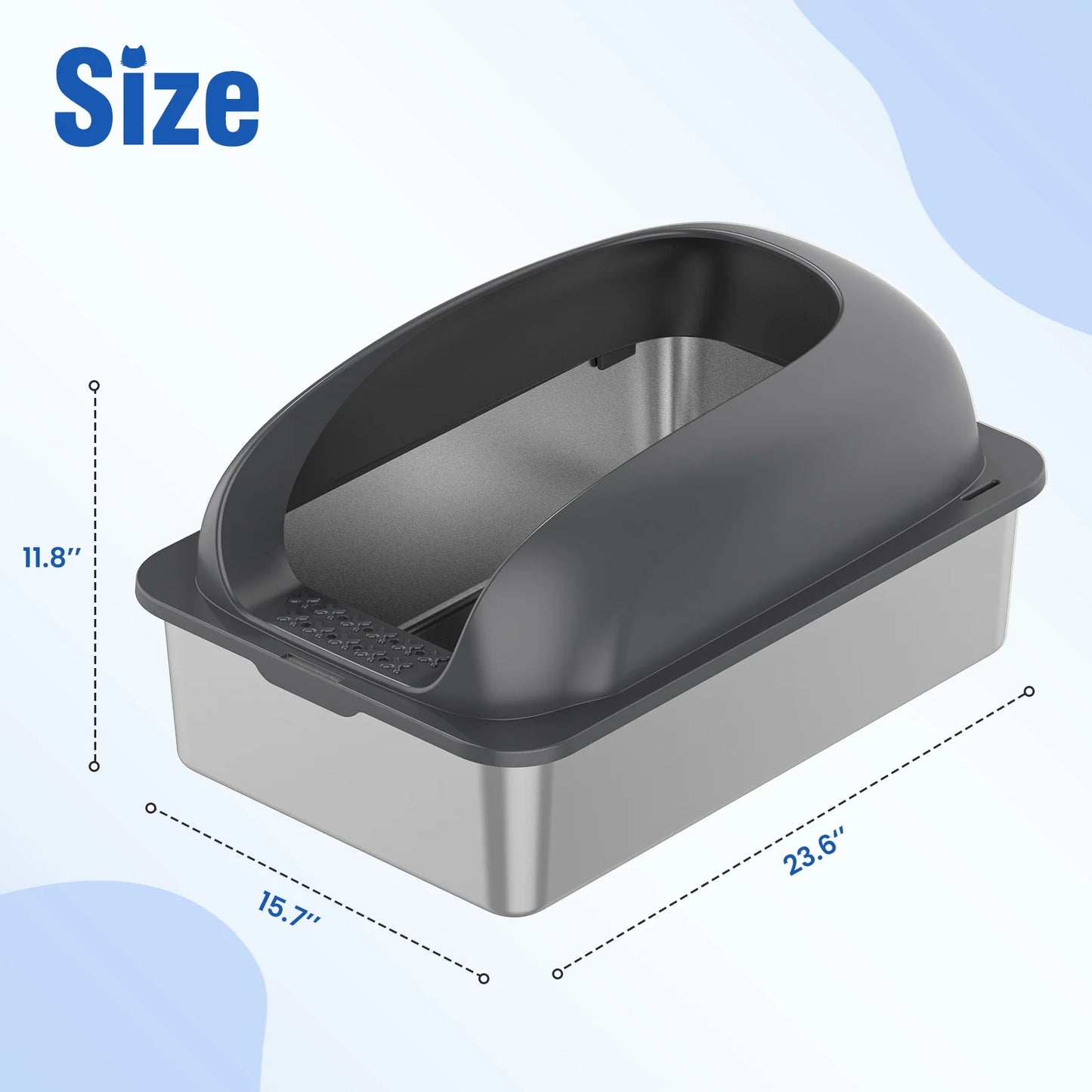 Stainless Steel Covered Cat Litter Box With Lid And Scoop