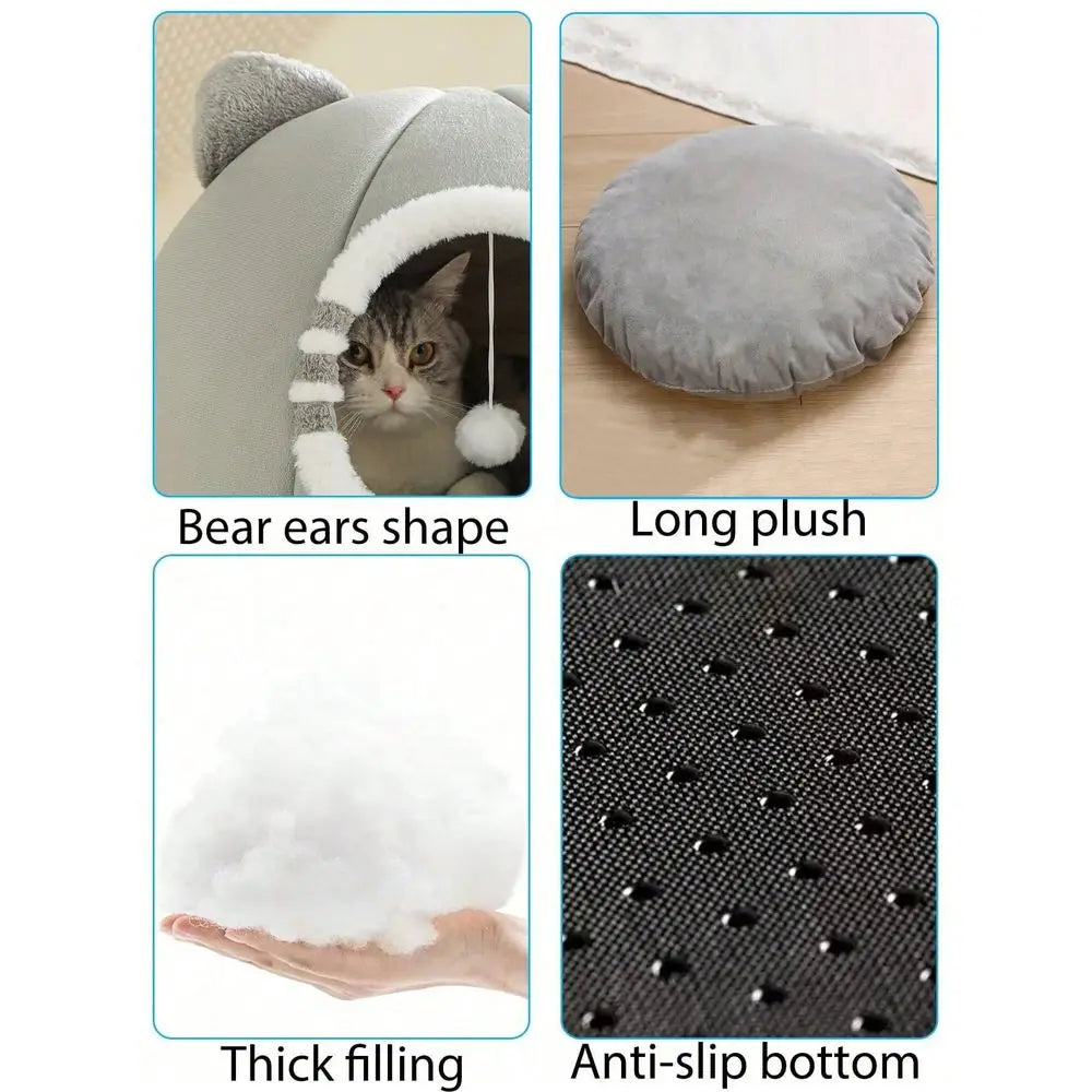 Washable Soft Cat Bed With Non Slip Bottom For Cats