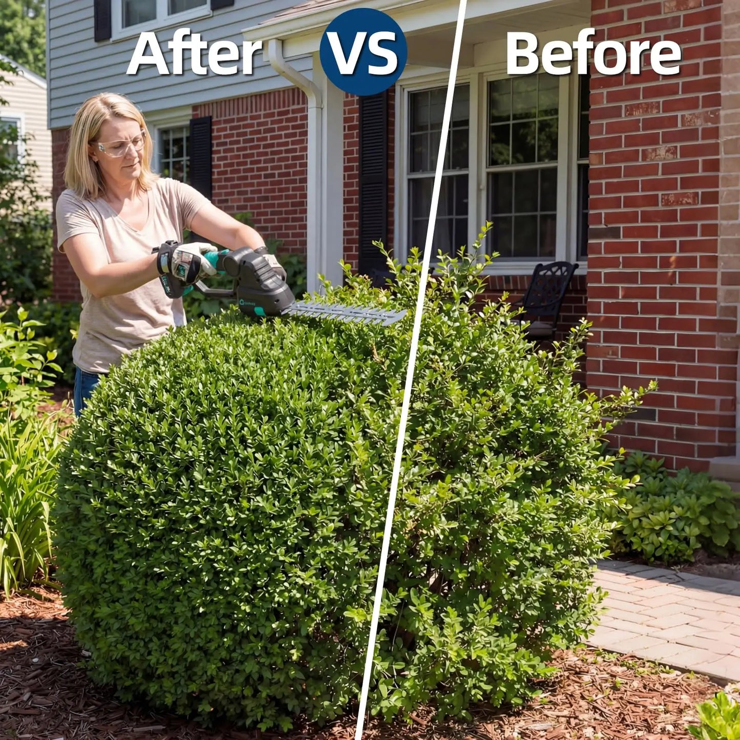 2-in-1 Cordless Grass Shear Hedge Trimmer, Electric Handheld Grass Cutter, 2x 2.0Ah Batteries, Adjustable Head, USB-C Charging