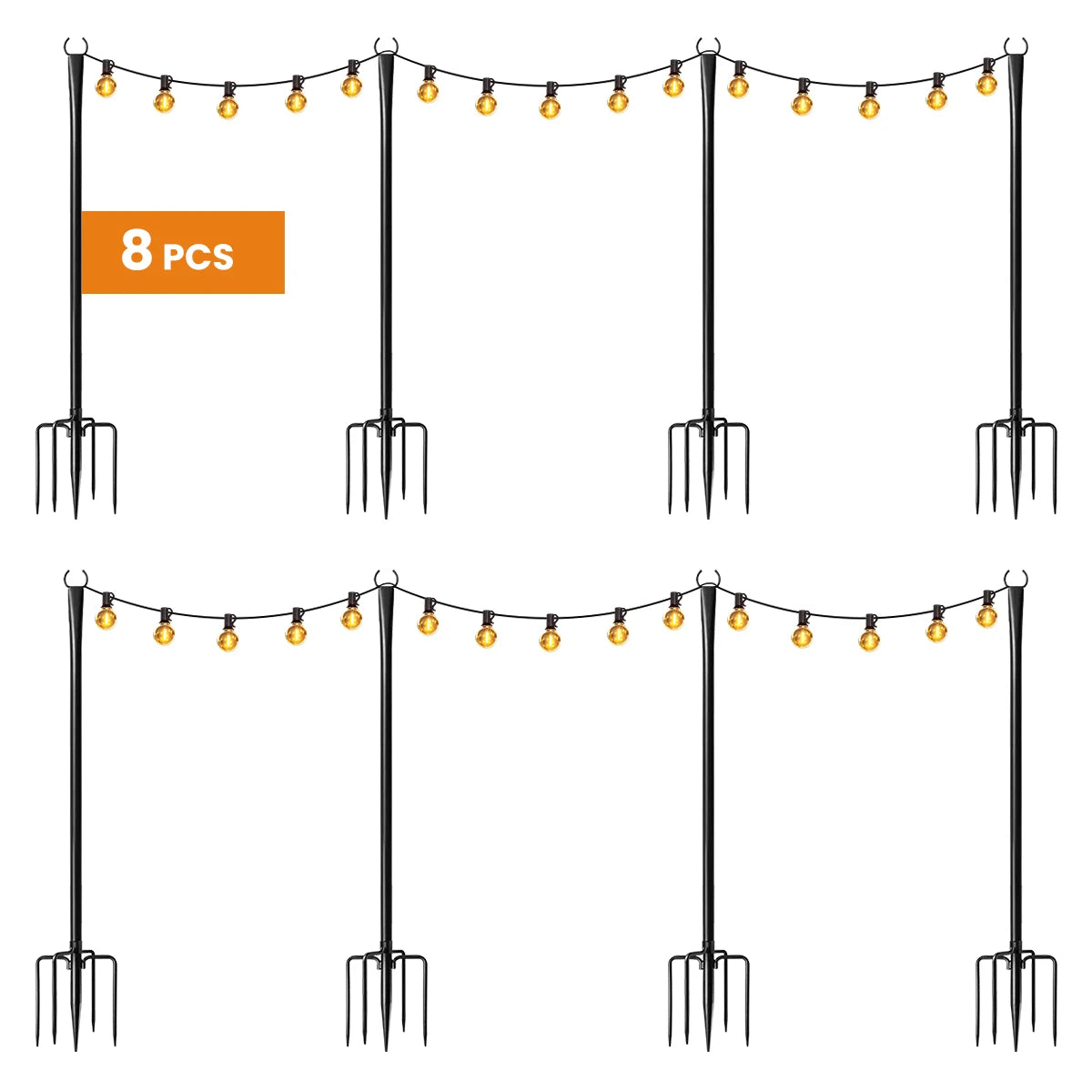 10 Feet, Patio String Lights Pole, Metal Hanging Pole for Outdoor Hanging, Suitable for Outdoor Decor Garden, Backyard, Patio, L