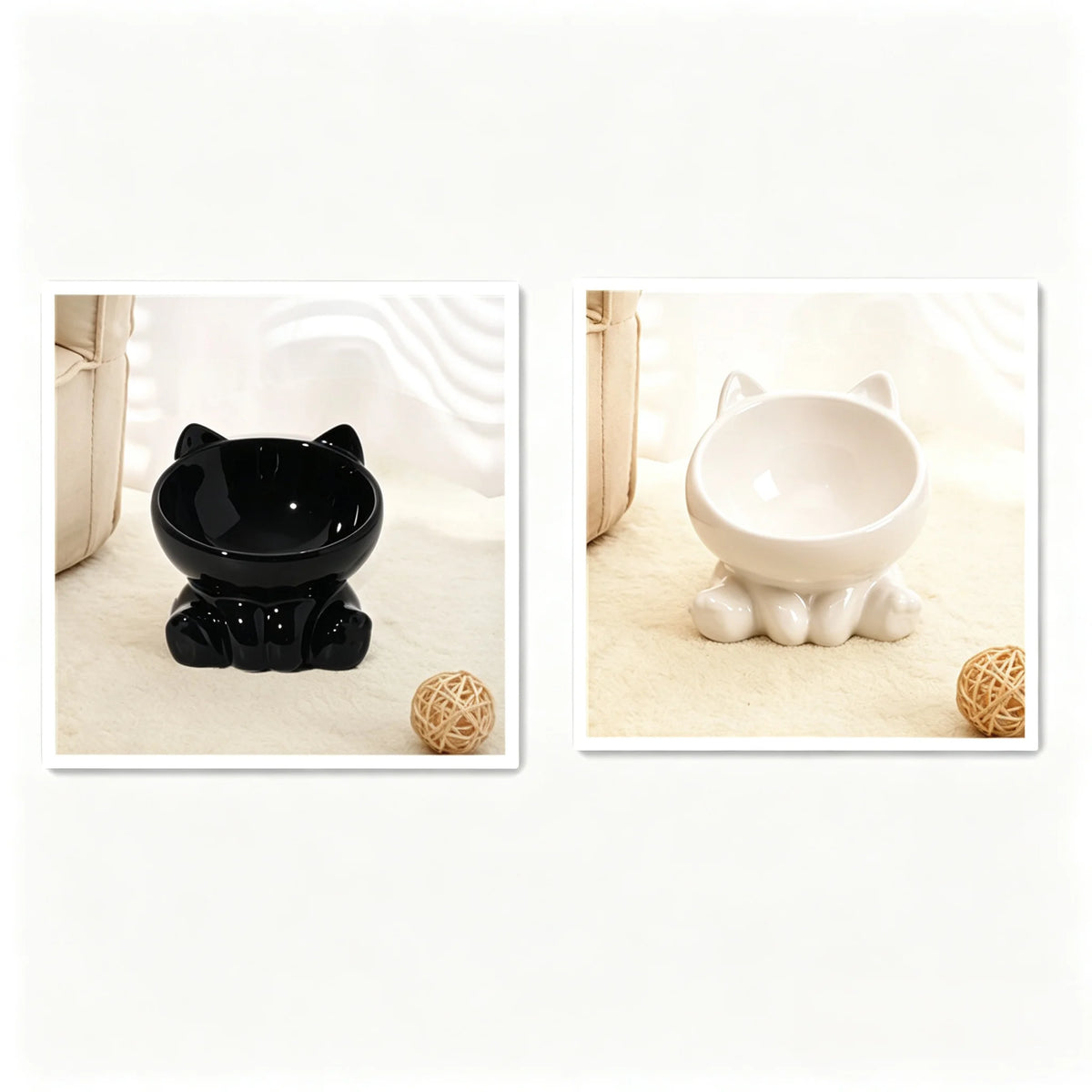 Ceramic Rounded Neck Guard Pet Bowl For Cats And Dogs