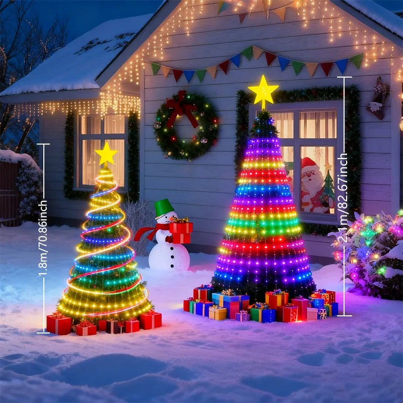 7FT Christmas Tree Lights Holiday String Lights with Star Shape, Smart LED Decoration for Christmas Tree Decorations