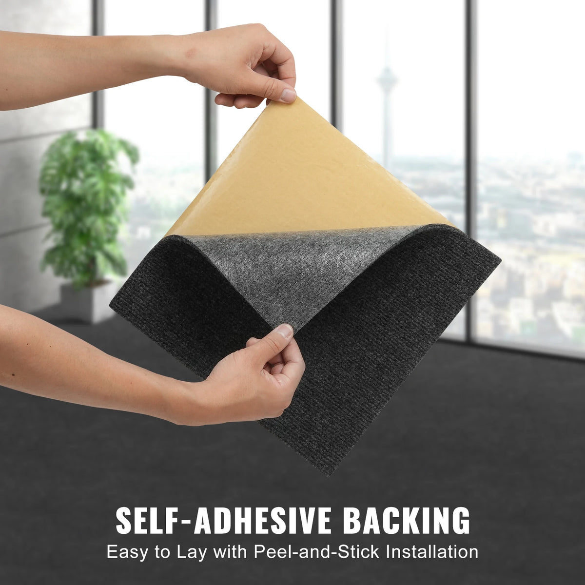 SucceBuy Carpet Tiles Peel & Stick Self Adhesive Carpet Floor Tile Soft Padded Carpet Tiles Bedroom Living Room Indoor Outdoor