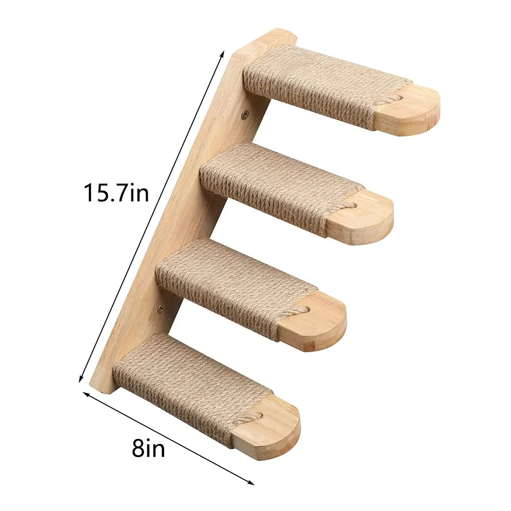CWV Wall Mounted Cat Rope Bridge With Sisal Wooden Stairs