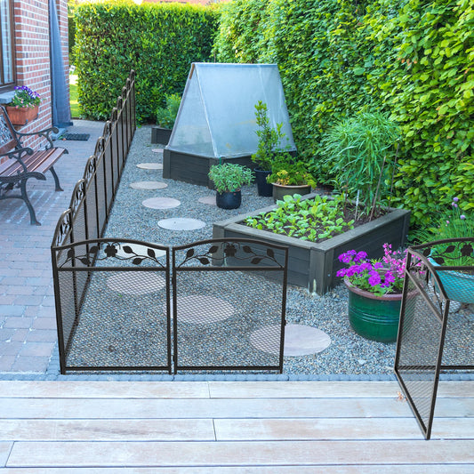 5pcs Iron Garden Decorative Fence Panels Lawn Border Metal Animal Barrier for Outdoor Landscape Decor