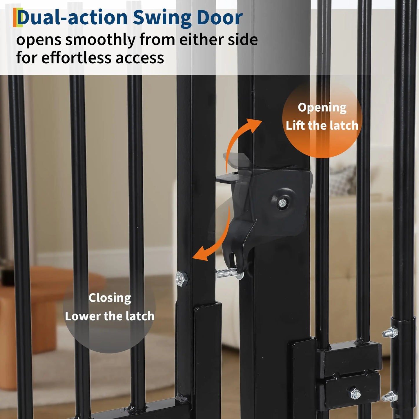 71" Extra Tall Pet Gate for Cats, 30.3-40.9'' Width Adjustable Pet Door | No-Drilling Pressure Mounted, Cat Gate with Door for Stairs, Doorways, Kitchen, 4 Extensions Kits