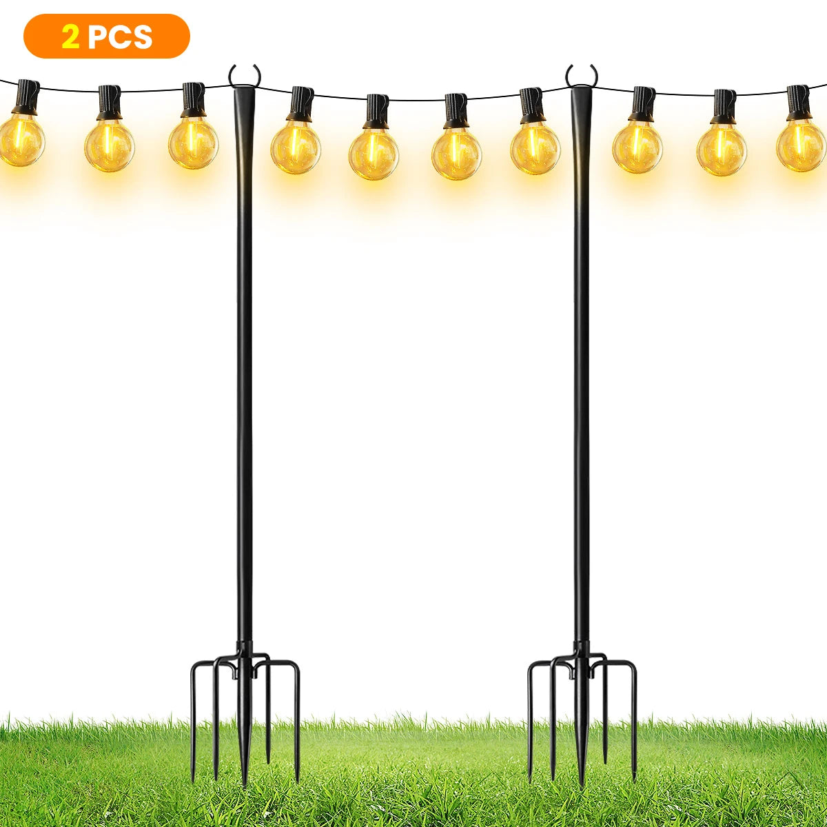 10 Feet, Patio String Lights Pole, Metal Hanging Pole for Outdoor Hanging, Suitable for Outdoor Decor Garden, Backyard, Patio, L