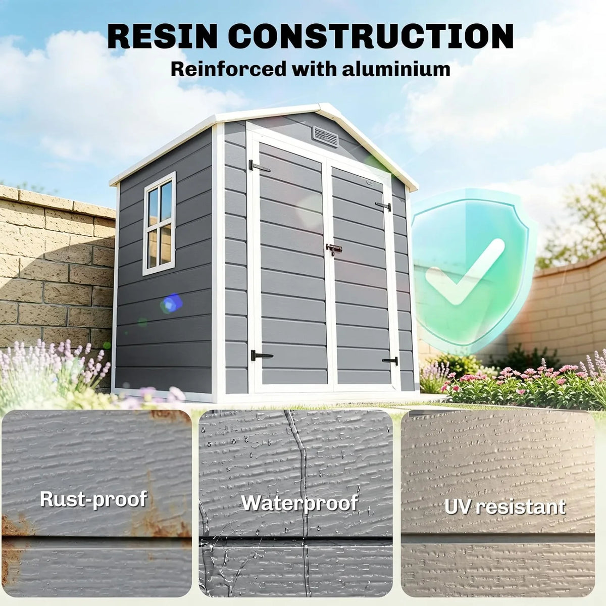 All Weather Waterproof Outdoor Storage Shed With Lockable Doors