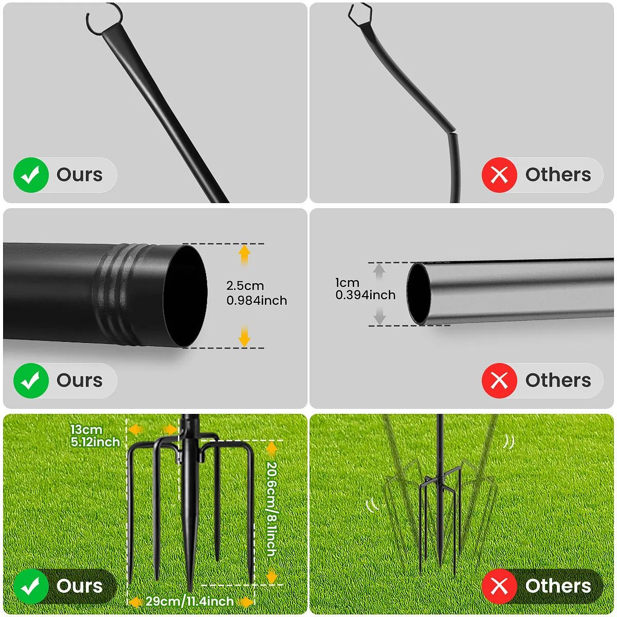 10 Feet, Patio String Lights Pole, Metal Hanging Pole for Outdoor Hanging, Suitable for Outdoor Decor Garden, Backyard, Patio, L