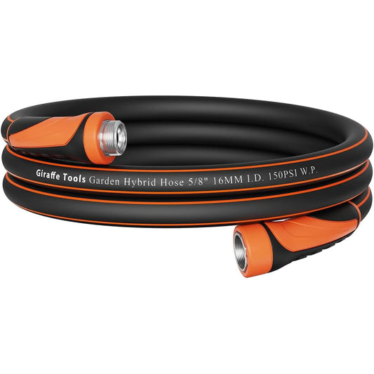 Giraffe Tools Garden Hose 5/8", Water Hose Heavy Duty, Flexible, Lightweight Hybrid Hose with Swivel Handle, 5-100ft Male to Female Fittings, Burst 600 PSI, Short Leader Hose