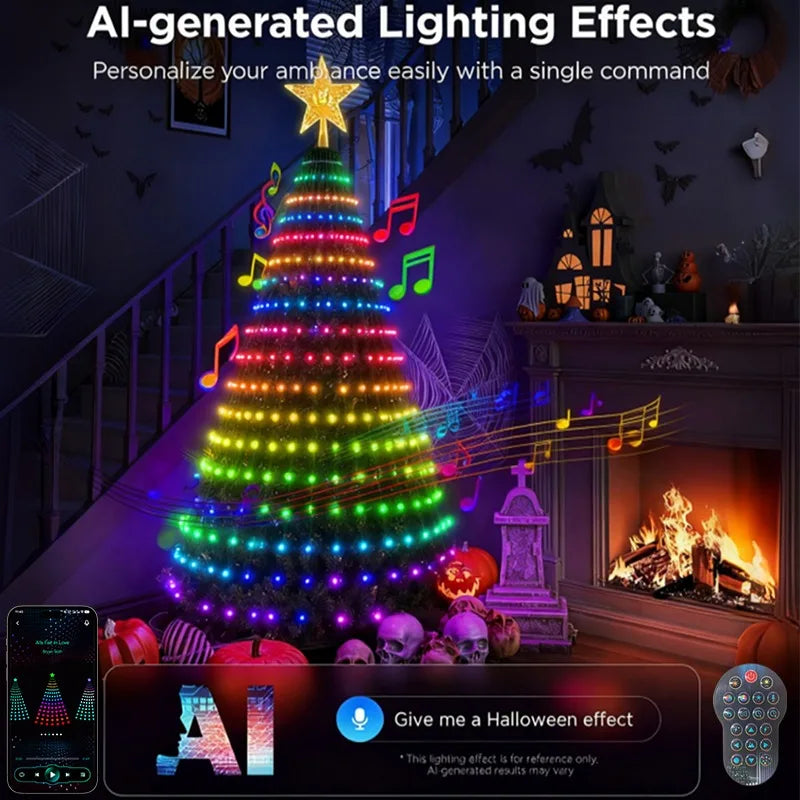 7FT Christmas Tree Lights Holiday String Lights with Star Shape, Smart LED Decoration for Christmas Tree Decorations