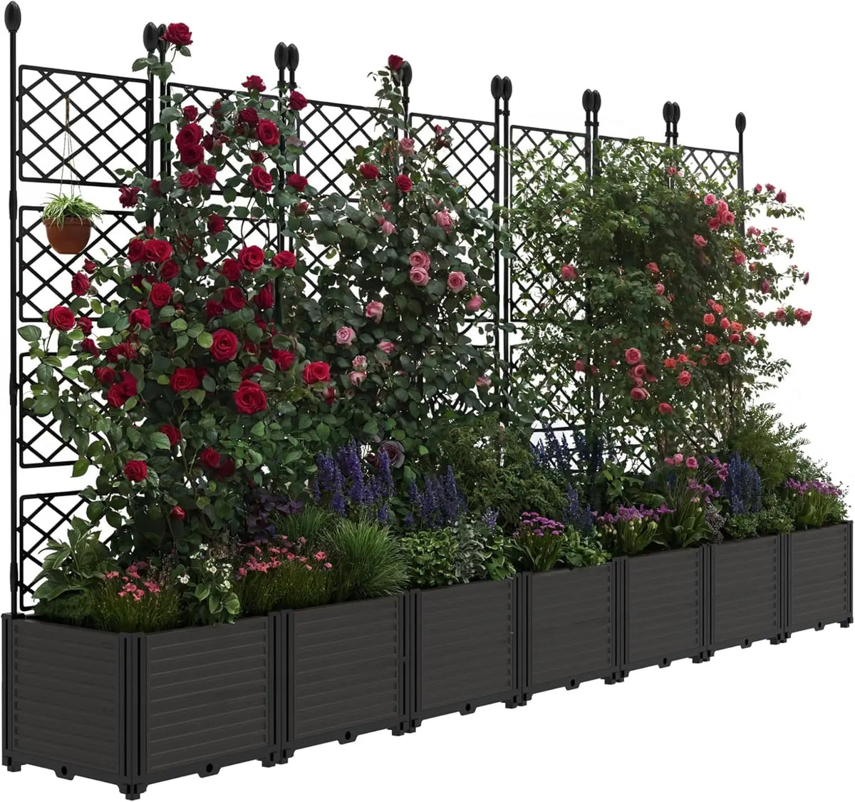 TWISTER.CK Plastic Planter Box With Trellis Rack For Outdoor Gardens