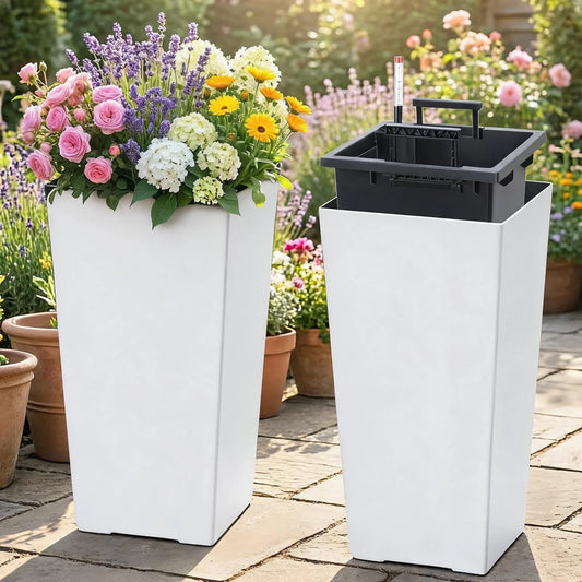 HiMISS Self Watering Planters Set For Indoor Outdoor Garden