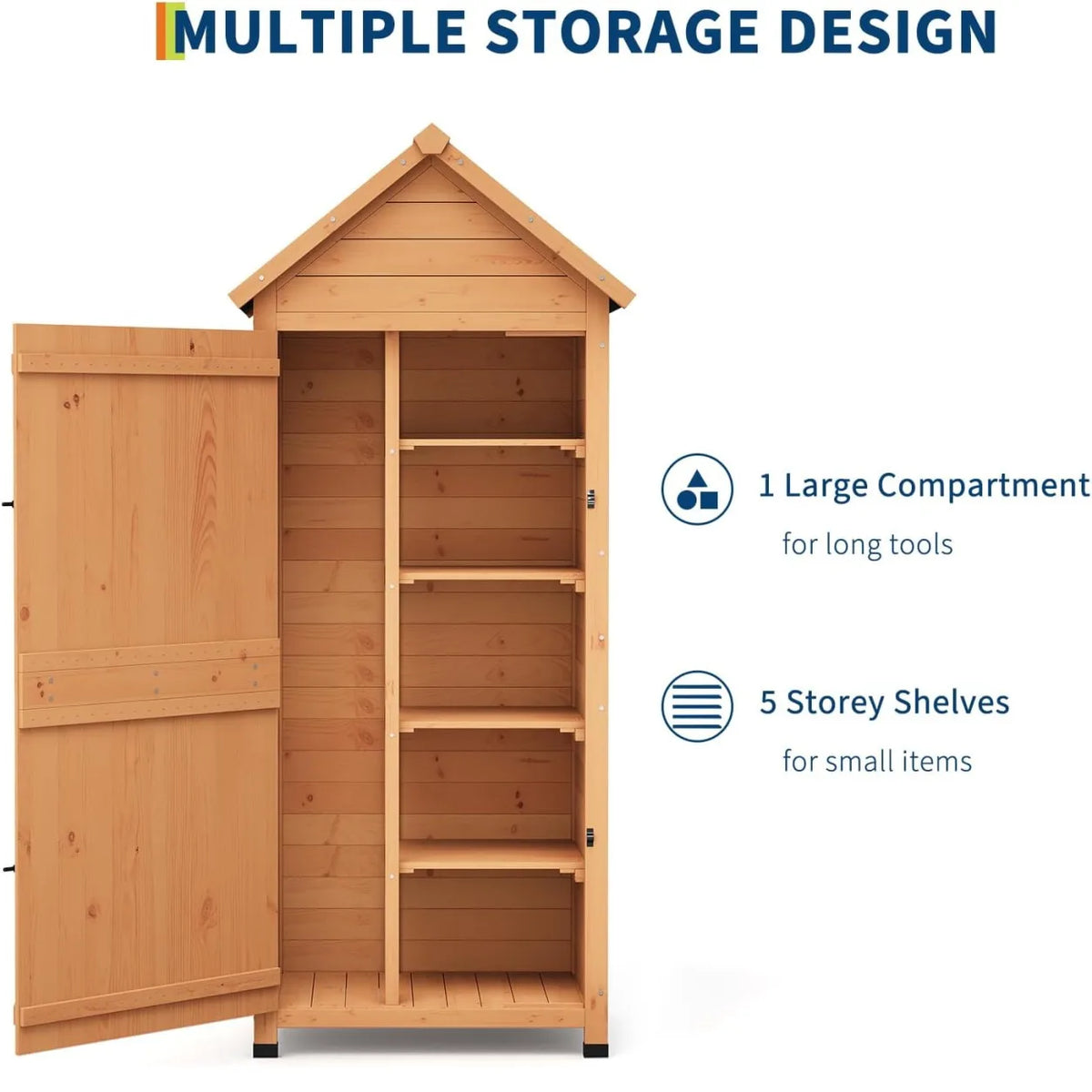 Outdoor Wooden Storage Cabinet For Garden Tools And Lawn Equipment
