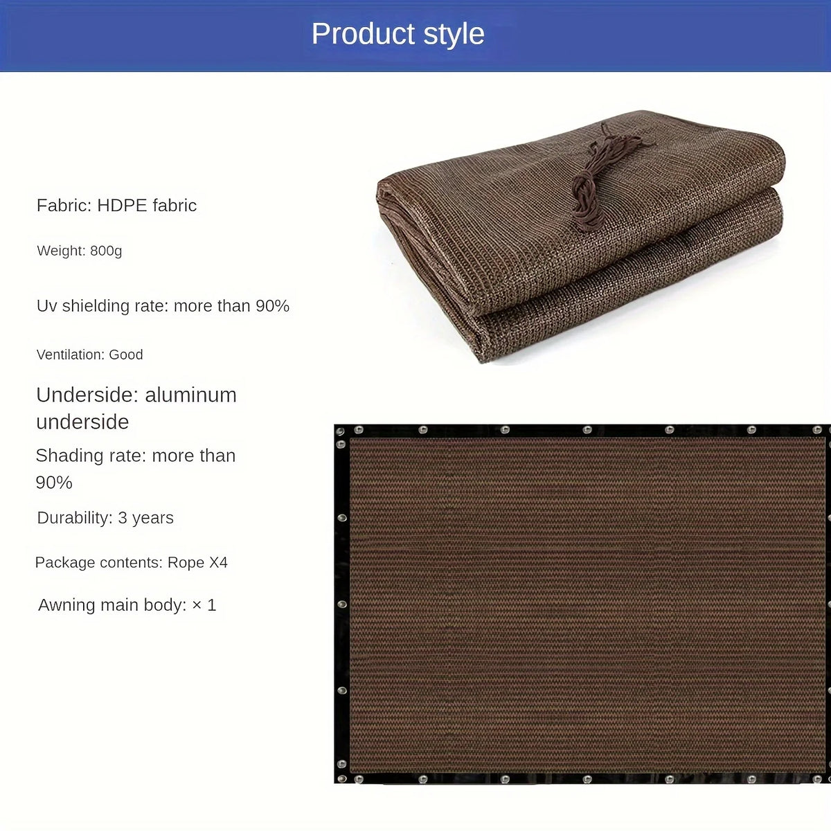 Plant Sunshade Nets, Outdoor Sunshade Nets, Sunshade Nets, High-Density Polyethylene Mesh with Copper Grommets, Uv-Resistant, Breathable and Light-Blocking, Suitable for Greenhouses, Lawns, Pavilions and Terraces
