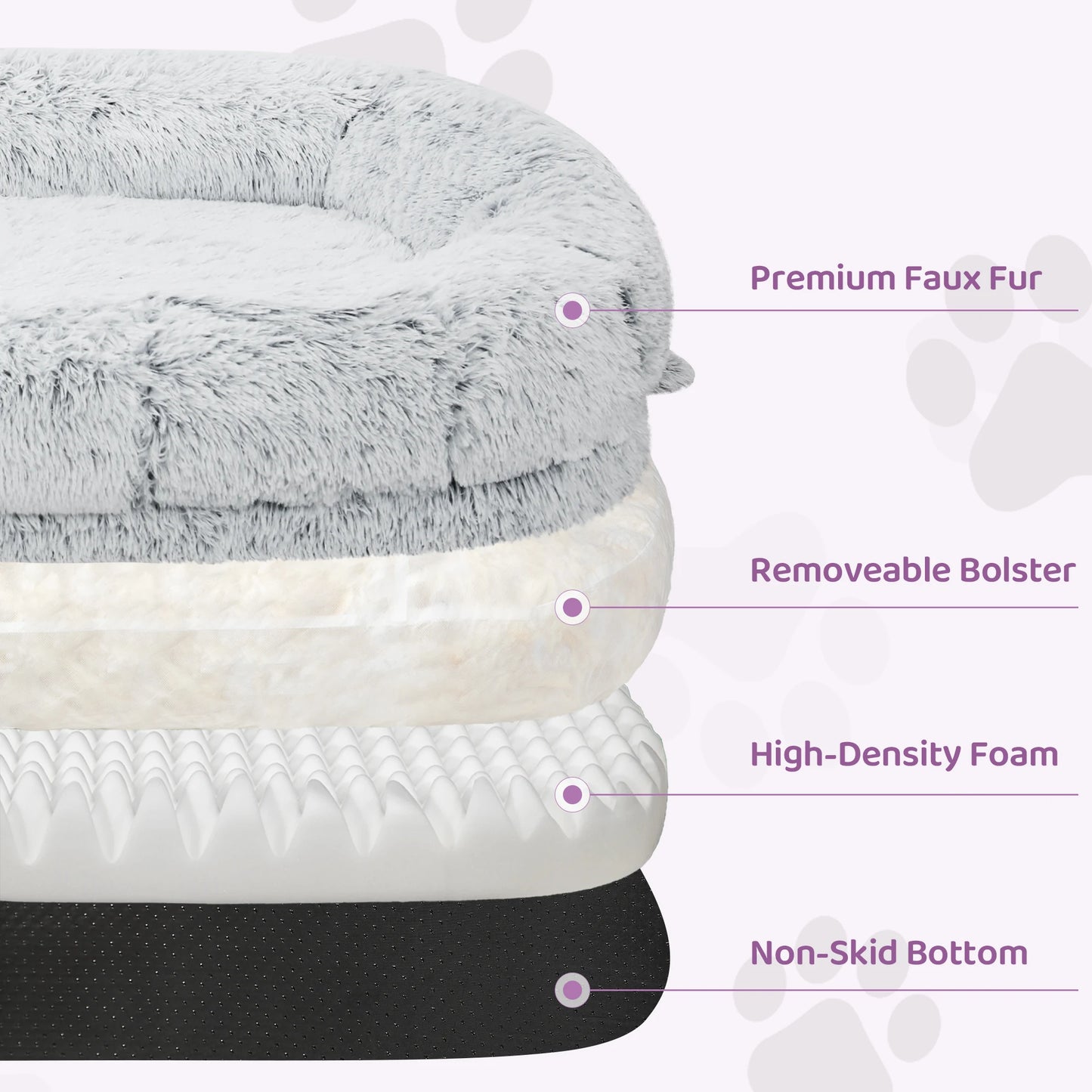 Orthopedic Spacious Faux Fur Dog Bed With Removable Washable Cover